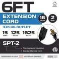 thumbnail image 2 of Iron Forge Cable 2 Pack 6 ft Black Extension Cord with 3 Outlets - 16/2 SJTW 2 Prong Indoor Extension Cord with Multiple Outlets, 2 of 6