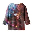 thumbnail image 4 of Girl Fall Blouses Casual Starry Sky Print Round Neck 3/4 Sleeve Children Brown Fall Tops for Girls Trendy for 6-7 Years, 4 of 4