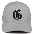 thumbnail image 2 of Daxton Premium Mid Profile Hat Semi Curved Visor Light Grey Cap White Black Gothic Embroidered, Letter G, 2 of 4