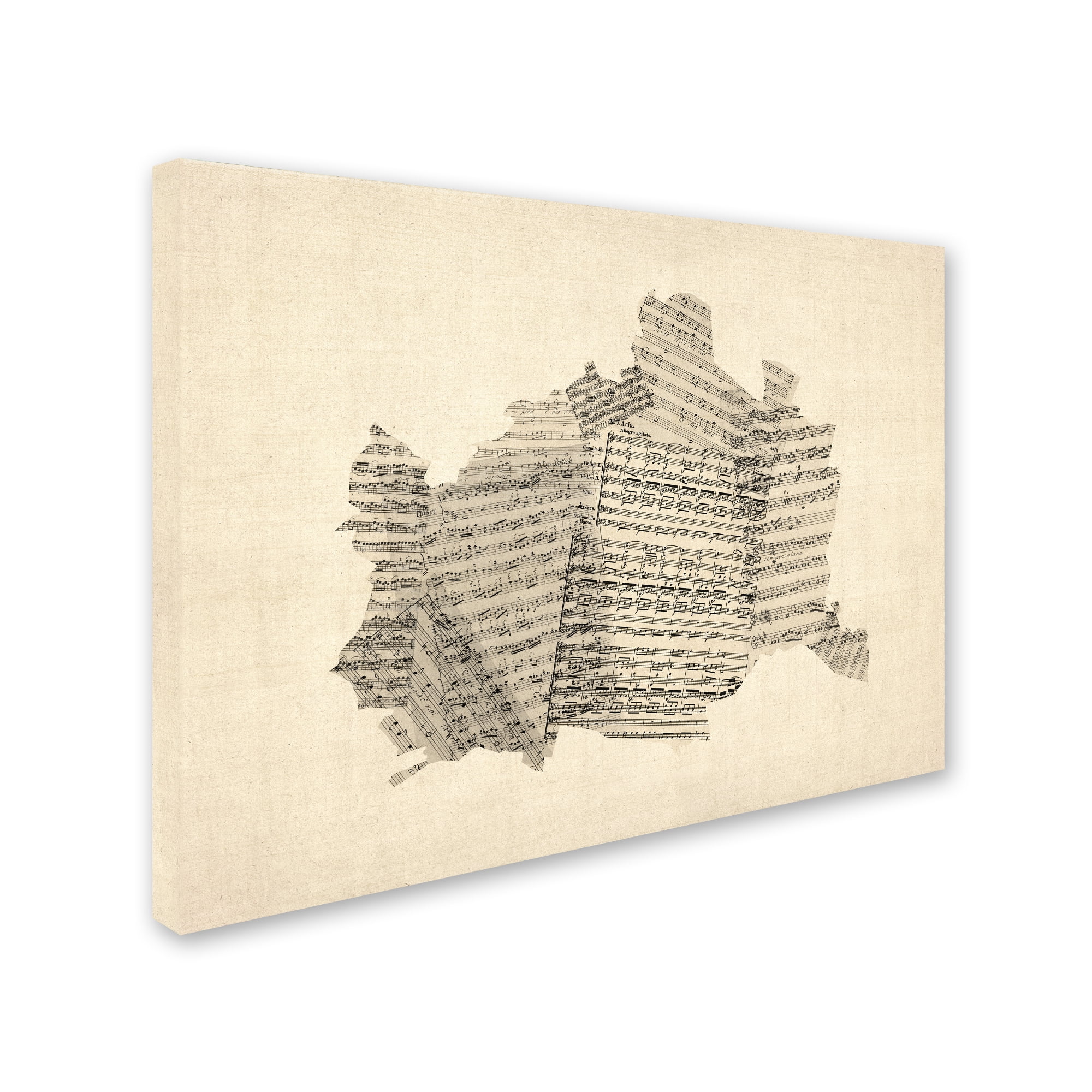 Trademark Fine Art "Old Sheet Music Map of Vienna Austria" Canvas Art by Michael Tompsett