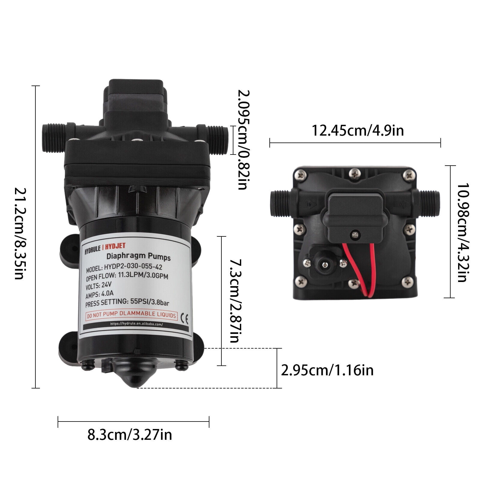 55PSI 24V Booster Self-priming Pump Water Diaphragm Pressure Pump for RV/Boat