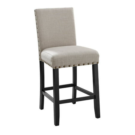 New Classic Home Crispin Black and Natural Counter Chairs with Nailheads (Set of 2)
