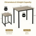 thumbnail image 4 of Yaheetech Industrial 3-Piece Dining 29.5" Table Set w/ 2 Stools for Kitchen, Dining Room, Gray, 4 of 8