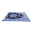 thumbnail image 2 of Ahgly Company Machine Washable Indoor Round Medallion Blue Traditional Area Rugs, 3' Round, 2 of 4