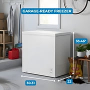 Kenmore 7 Cu Ft Deep Chest Freezer Convertible Fridge, Garage Ready Freezer for Food and Meat Storage, Adjustable Thermostat, White for Basement, Utility Room or Cabin Use