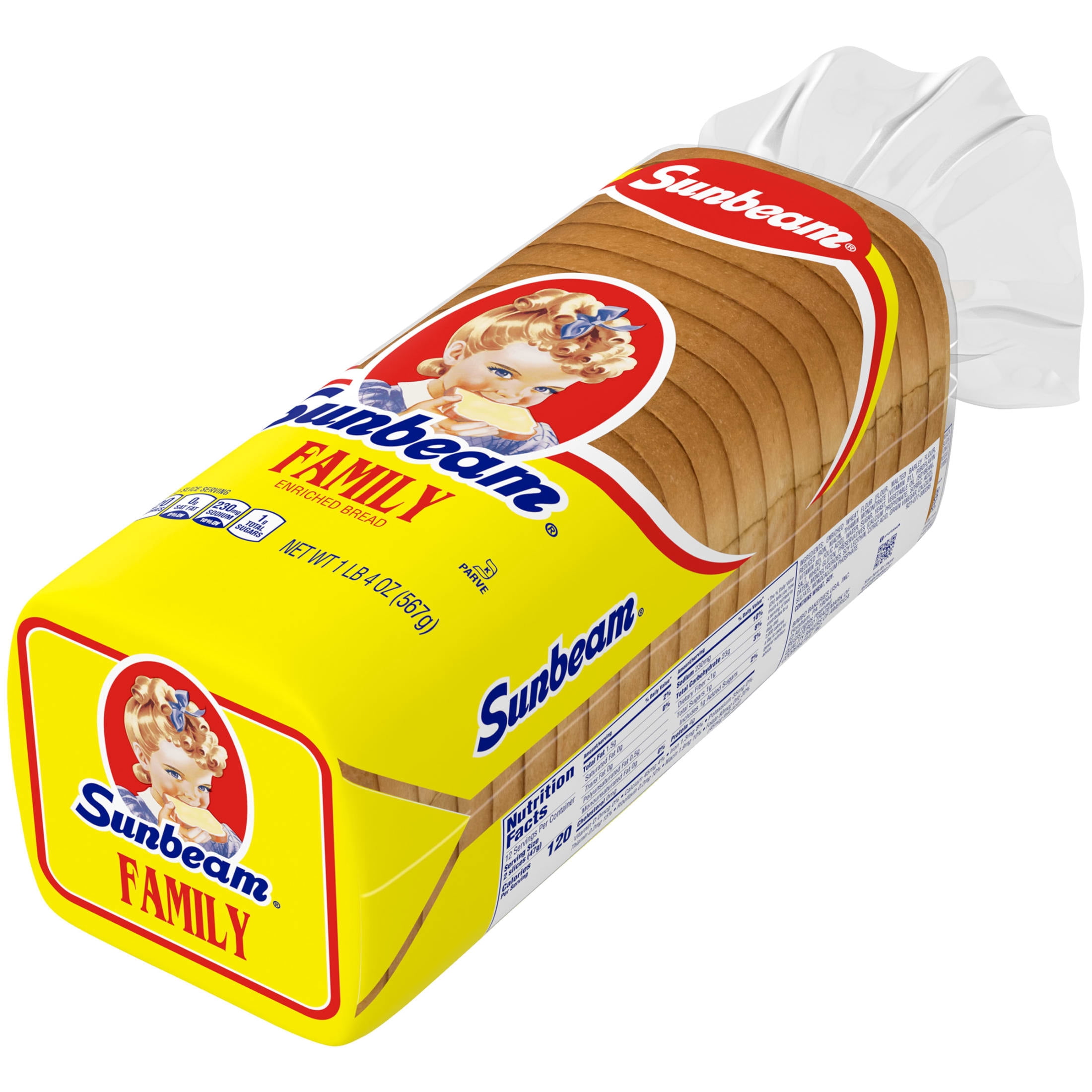 Sunbeam Family Bread, 20 oz, Plain White Bread, Bag