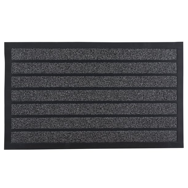 Superio Grey Striped Coir Doormat Indoor and Outdoor Entry Floor Mat