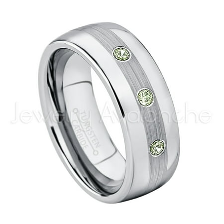 Jewelry Avalanche Personalized Tungsten Wedding Band 0 21ctw Jewelry Avalanche Personalized Tungsten Wedding Band 0 21ctw Peridot 3 Stone 8mm Mens Dome Ring Custom Made August Birthstone