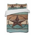 thumbnail image 2 of Vintage Teal King Size Down Alternative Comforter, Lightweight Comforter Quilt Bedding Set with Pillow Shams Brown Western Texas Barn Star Wood Grain All Seasons Bed Comforter Duvet Insert 96"x106", 2 of 7