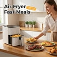 thumbnail image 4 of Plum Chef 3QT Compact Air Fryer, Digital Touch Screen Small Airfryer with 8 Pre-sets, 800W Energy Saving Oil-less Cooker for Single Person & Dorm, White, 4 of 7