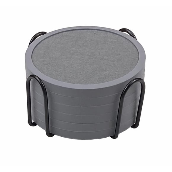 Posavasos Absorbentes Para Bebidas Con Soporte, 6 Paquetes De Posavasos De Silicona Con Inserto De Fieltro Suave (Posavasos De 4,3 Pulgadas Con Soporte De 4,5 Pulgadas Gris)