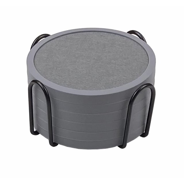 Posavasos Absorbentes Para Bebidas Con Soporte, 6 Paquetes De Posavasos De Silicona Con Inserto De Fieltro Suave (Posavasos De 4,3 Pulgadas Con Soporte De 4,5 Pulgadas Gris)