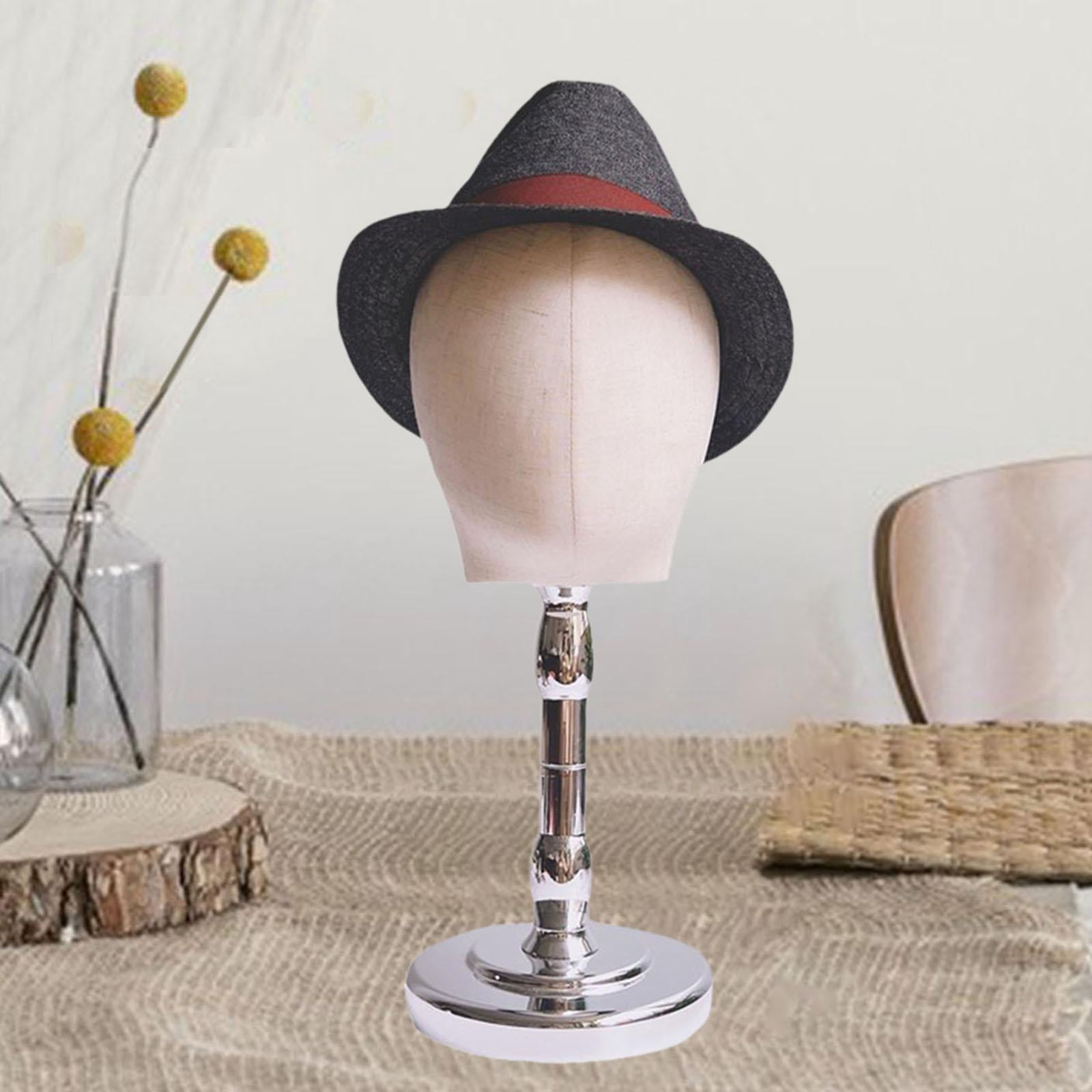 FITYLE Bald Mannequin Head Hat Holder Portable Beauty Accessories Wigs Display Model Manikin Head for Barber Shop Hair Salon Scarves Silver Base