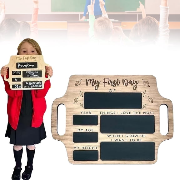 CoreLiving Reusable First Day Chalkboard Sign Board - 11x9 Inch Double-Sided A-Frame Design with Smooth Writing Surface for Classroom Milestone Marking - 1 Count
