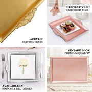 Efavormart 2 PCS - Gold 14 x 10 Rectangle Decorative Plastic Serving Trays With Embossed Rims For Wedding Birthday Party