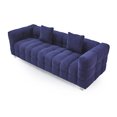thumbnail image 3 of 80" Accent Sofa, Modern Grain Fleece Tufted Upholstered Living Room Sofa with 2 Pillows and Metal Legs, Comfy 3-Seater Sofa Couch with Wide Armrest for Living Room, Bedroom, Blue, 3 of 7