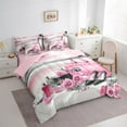 thumbnail image 3 of jejeloiu Perfume High Heels Bedding Comforter Set 7pcs,Romantic Pink Flower Queen Bedding Sets,Hawaii Sea Beach Queen Sheet Sets For Girls,Microfiber Bedroom Decor Reversible, 3 of 8