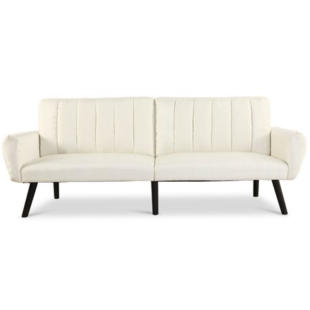 Costway Sofa Futon Bed Sleeper Couch Convertible Mattress Premium Linen Upholstery