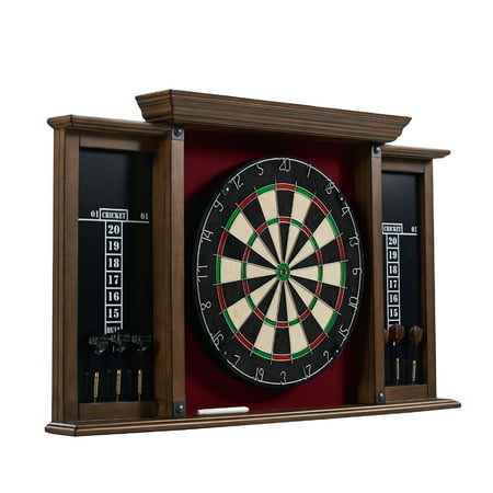 Barrington - Sherwood Wood Veneer Dart Cabinet - Brown/Black/Red