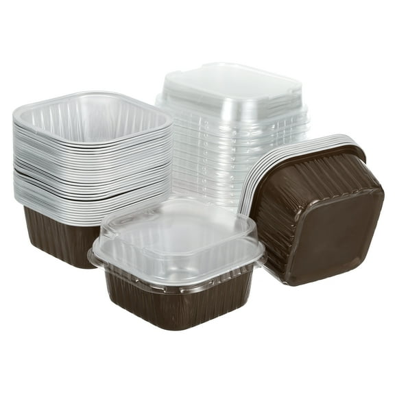 40Pack 5oz Disposable Mini Cake Pans with Lids Coffee for Baking and Parties