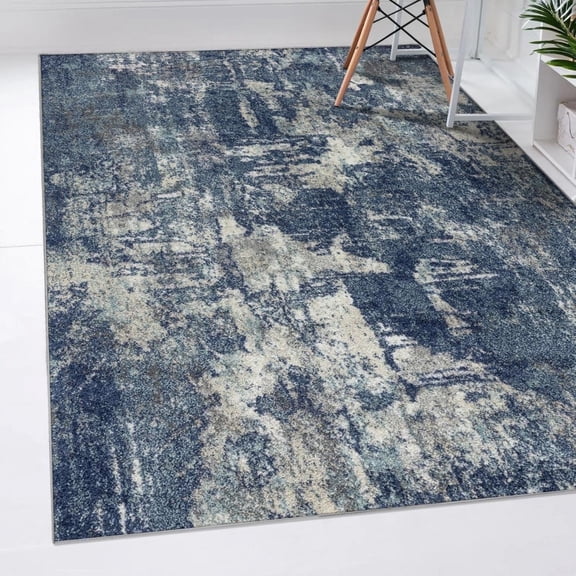 Luxe Weavers Modern Abstract Blue 8x10 Area Rug, Contemporary Stain Resistant Carpet