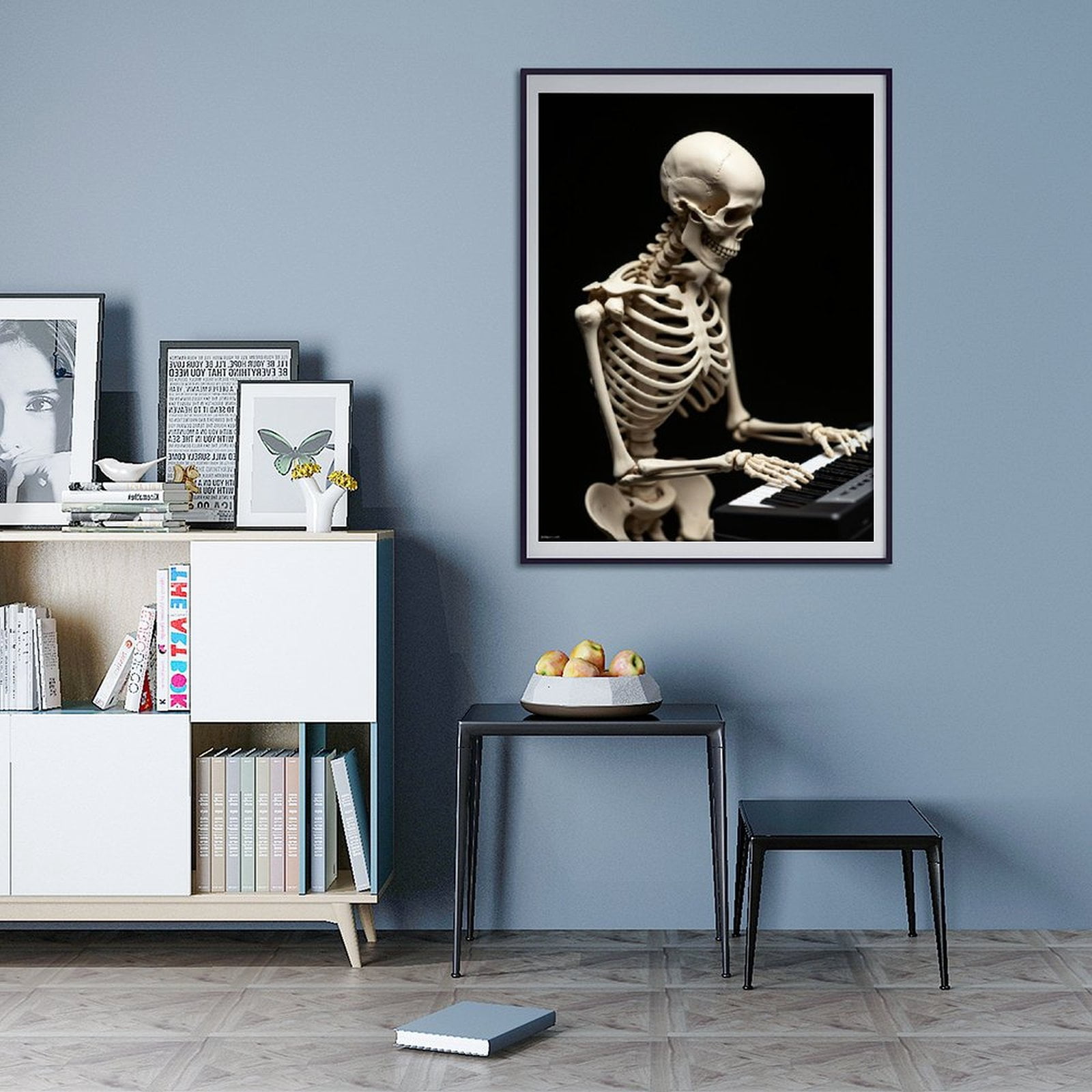 Diamond Art Kit for Adults, Skeleton Playing Keyboard Diamond Painting for Adults Beginners, DIY Diamond Art Painting Kits, 5D Diamond Painting Crafts for Home Decor 12x16 Frameless
