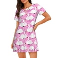 thumbnail image 1 of Disketp Beautiful Swans para Camisón Corto de Manga Corta para Mujeres, Camisón Cómodo con Escote Redondo, Bonito y Confortable, 1 of 6