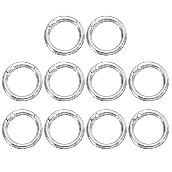 Uxcell 10pcs Spring O Ring Clip, Metal Spring Clasp Key Ring, 27mm Snap Buckle Accessories for DIY Crafts, Silver