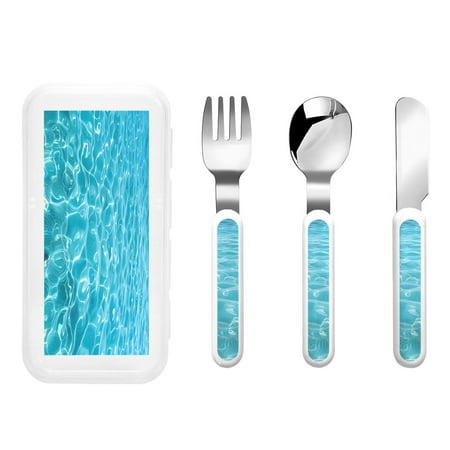 

Balery Crystal Clear Ocean Waves for Stainless Steel Kids Silverware Set - Child and Toddler Safe Flatware - Children s Knife Fork And Spoon Set - Metal Kids Cutlery Set