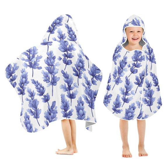 joogoo Purple Flower Lavender Kids Hooded Beach Towel Baby Bath Towel 23.5"x50"