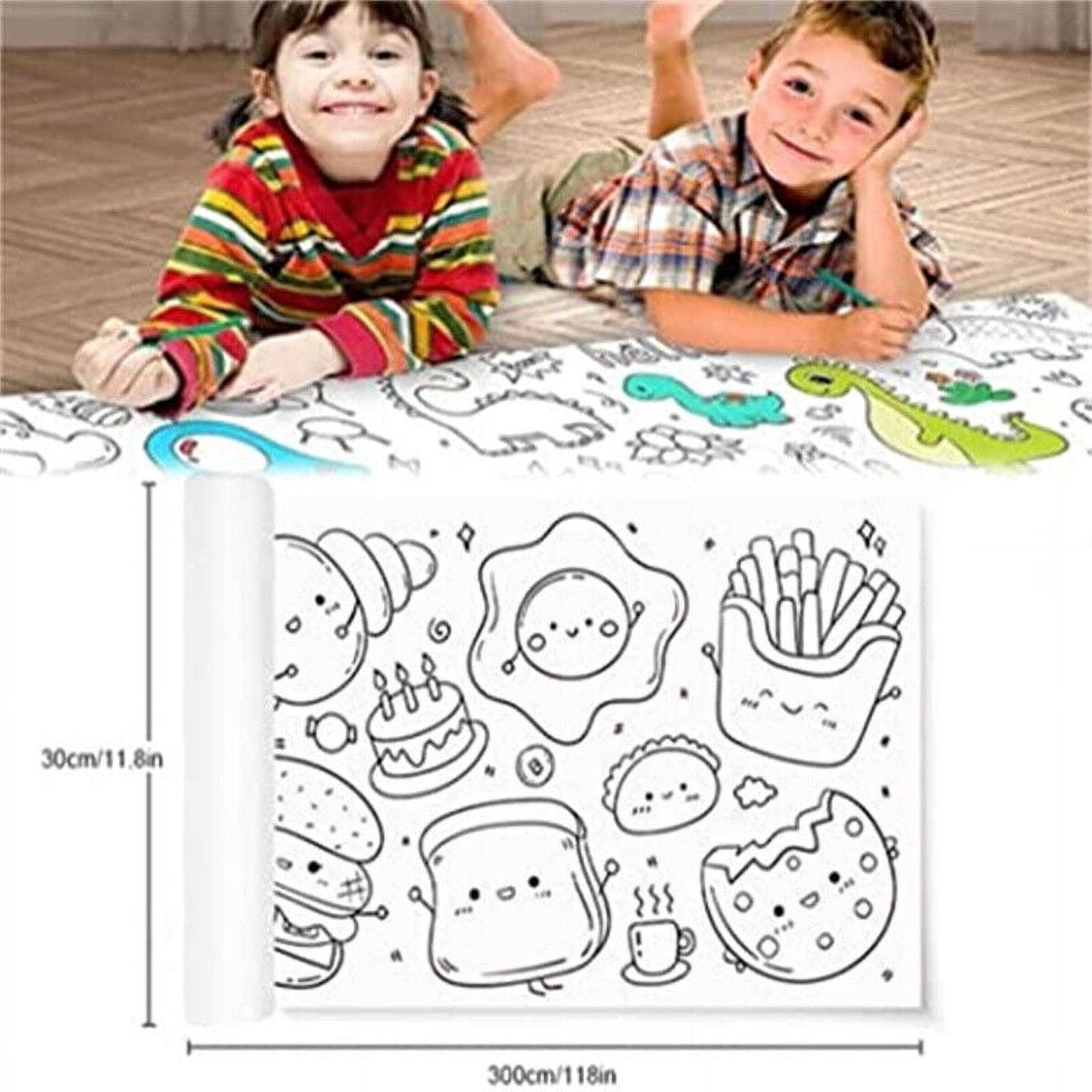 Children Coloring Paper Graffiti Scroll Drawing Roll DIY Sticky Color  Filling Paper Early Educational Gift Toys Christmas Set