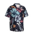 thumbnail image 2 of Balery Flowers ad Butterflies Print Men's Hawaiian Shirts Short Sleeve Beach Shirt Relaxed Fit Vacation Button Down Shirts-Small, 2 of 9