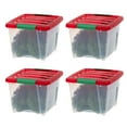thumbnail image 2 of IRIS 19 Qt Stackable Holiday Plastic Storage Bins with Lids and Latching Buckles Clear Red 4 Pack, 2 of 7