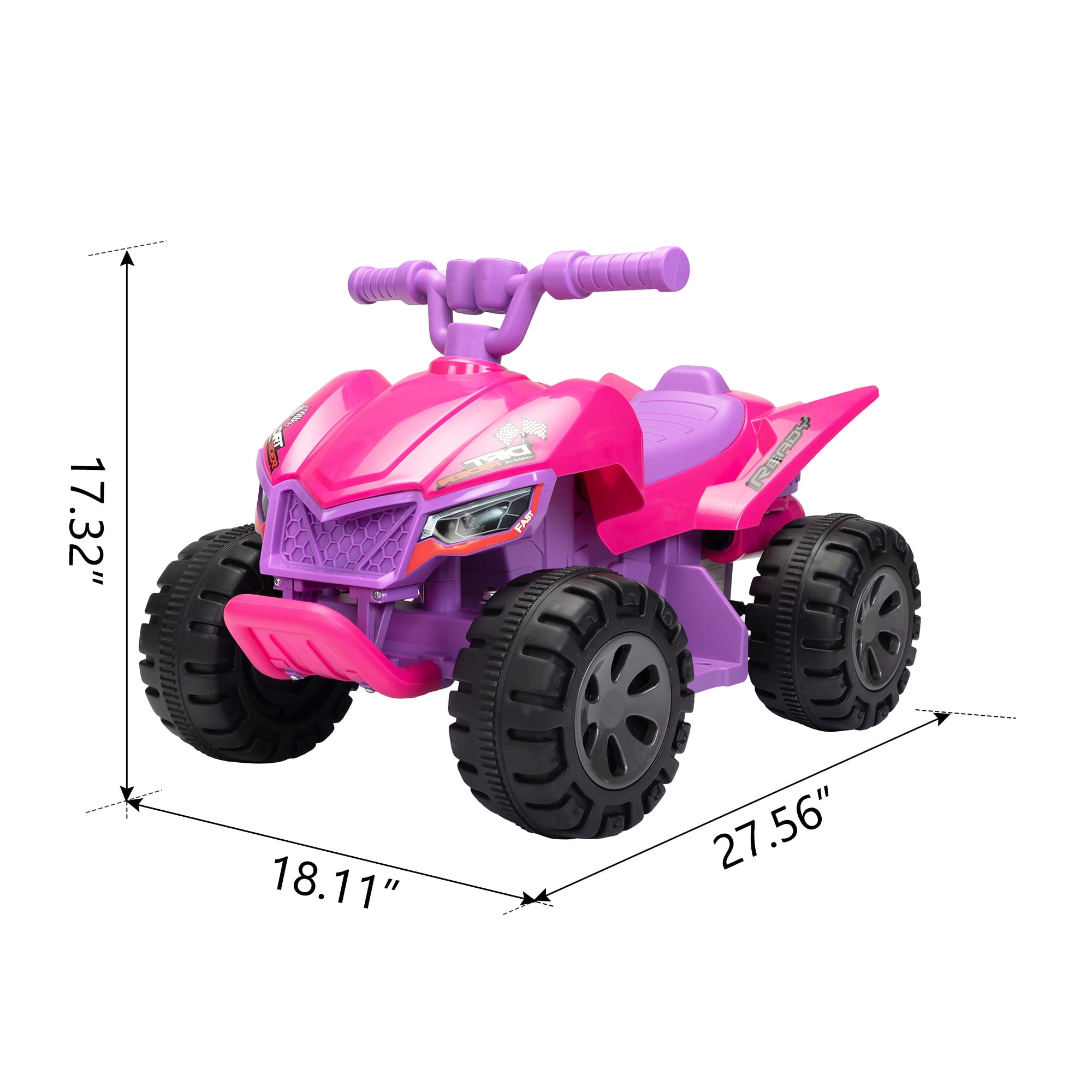 Senbabe 6V Battery Powered Ride-on ATV Car Toy with Spray Device, MP3 Player, LED Lights, Bluetooth and USB Port, Gift for Ages 3-5 Years Old-Rose Red