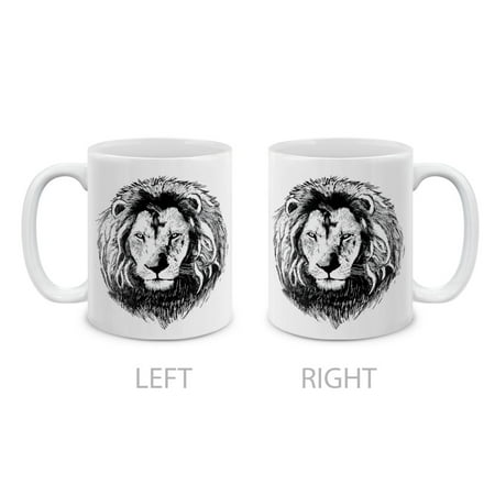 11 Oz Ceramic Tea Cup Coffee Mug Lion Portrait Sketch Style 1 Walmart Com Walmart Com