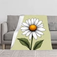 thumbnail image 2 of Cozy Durable Flannel Blanket - Soft Warm Throw for Sofa Travel & Bed - Stylish Pattern Design with White Petals & Yellow Center, 2 of 7