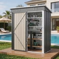 thumbnail image 4 of Asofer 5x3 ft Galvanized Steel Outdoor Storage Shed - Weatherproof Tool Shed with Air Vent, Dark Gray, 4 of 9