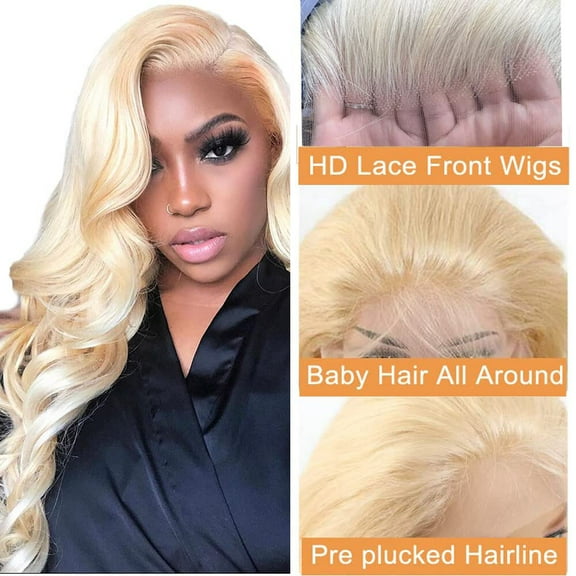 HAOFAN Hair 613 Body Wave Lace Front Wigs Human Hair Pre Plucked For Black Women Brazilian Hair Glueless Transparent Lace Frontal Wig(20 inch)