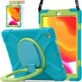thumbnail image 1 of KOMI for iPad 9th/ 8th/ 7th Generation Case (iPad 10.2 inch Rugged Case 2021/2020/2019) with Screen Protector, Rotating Stand/Pencil Holder/Carrying Shoulder Strap Ring Kickstand (Light Lime), 1 of 5