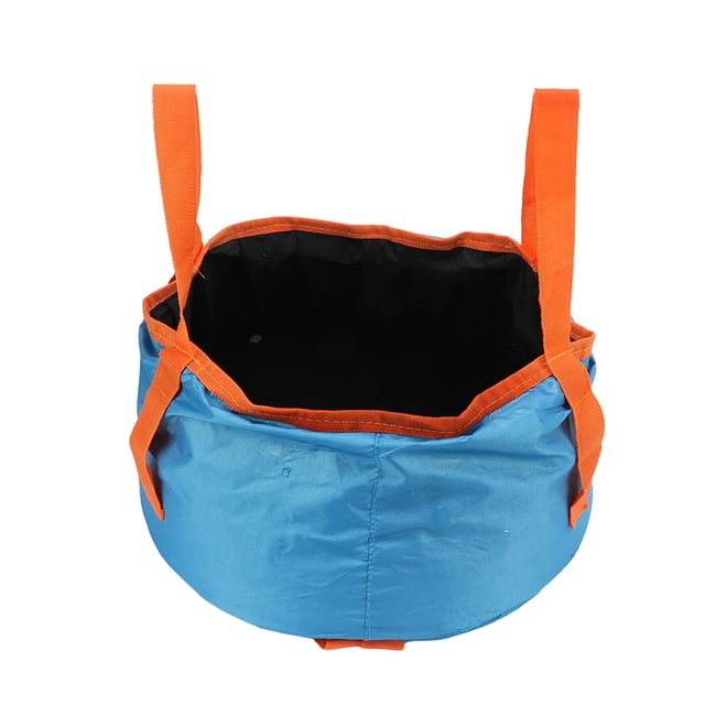 Cubo plegable con asa, lavabo portátil, ligero, para acampar, senderismo, pesca, color azul
