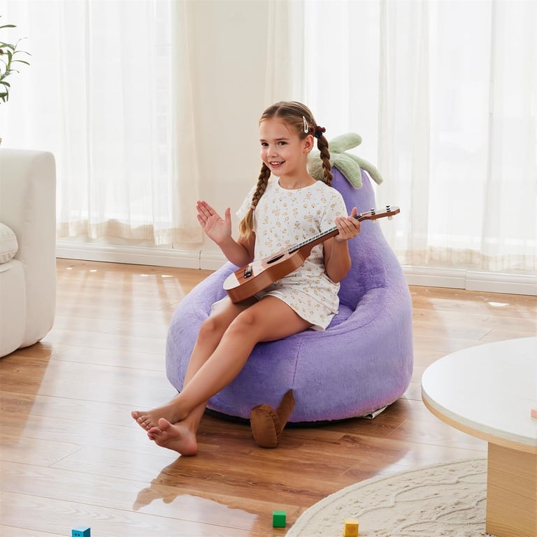 CONCETTA 24in Bean Bag Chair, Soft Faux Rabbit Fur Fabric, Cute