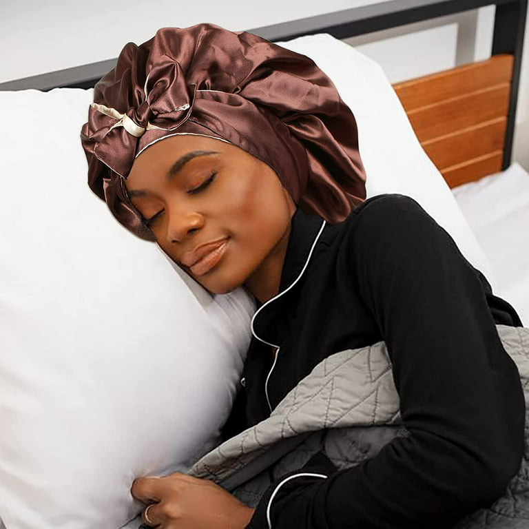 Silk Night Sleeping Cap Bonnet with Comfort Elastic Band