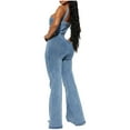 thumbnail image 4 of ZZwxWA Pants Women Cold Shoulder Suspender Straight Jeans Rompers Fashion Bell-Bottoms Comfy Homewear Wide Leg Solid Jumpsuits High Waist Trousers, 4 of 7
