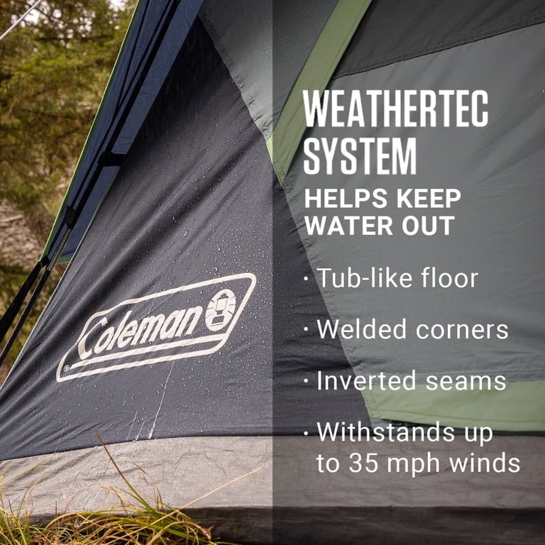 Coleman 6 Person Dark Room Skydome Family Camping Tent, Blue