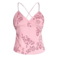 thumbnail image 5 of DHFJKG Women's Glitter Camisoles Top Sequin Embroidery Criss Cross Lace Up Sexy Sleeveless Shirts Party Club Going Out V Neck Versatile Tops, 5 of 5