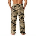 thumbnail image 4 of Domuza Mens Plush Warm Pajama Pants Soft Comfy Fleece Relaxed Fit Elastic Waist Pjs Trousers Fall Winter Camo Wide-Leg Lounge Sleep Pants Light Brown 3XL, 4 of 6