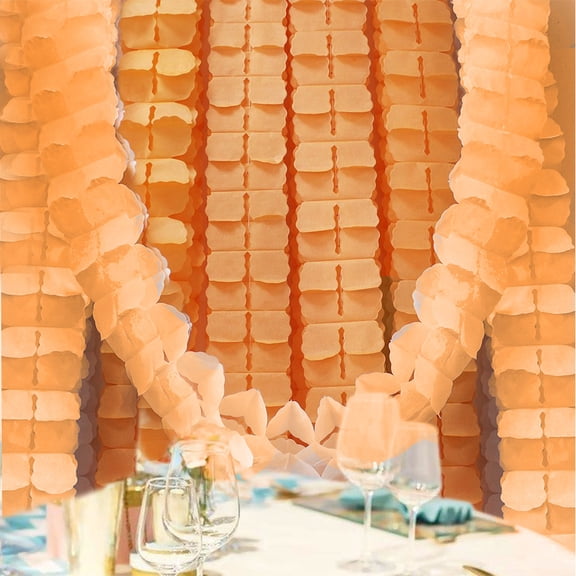 Halloween 6pcs Party Streamers Hanging Four-Leaf Clover Paper Flower Garland for Party Decor Decorations, Orange
