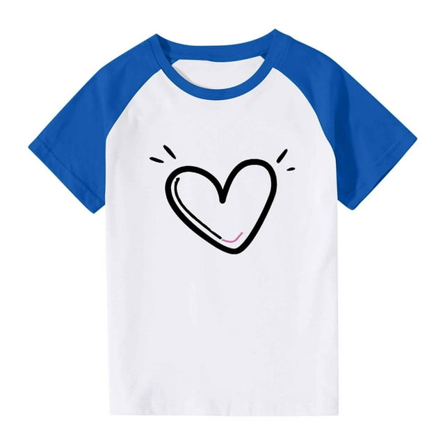 Mode Mignonne pour Garçons Tout-Petits, Col Rond Imprimé, Manches Courtes