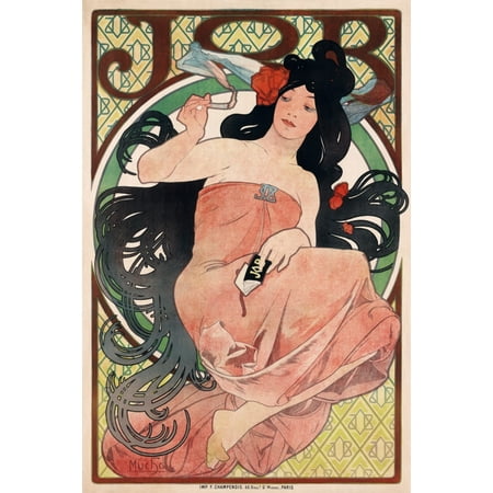 Vintage Advertising Paper - JOB Cigarette Papers 1898 Vintage Advertising Canvas Art - (24 x 36)