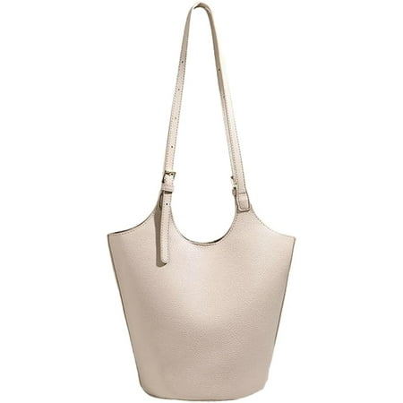 Zhengup Womens PU Leather Shoulder Bag Large Bucket Tote Purse Handbag Casual Top Handle Satchel 2pcs with Adjustable Strap